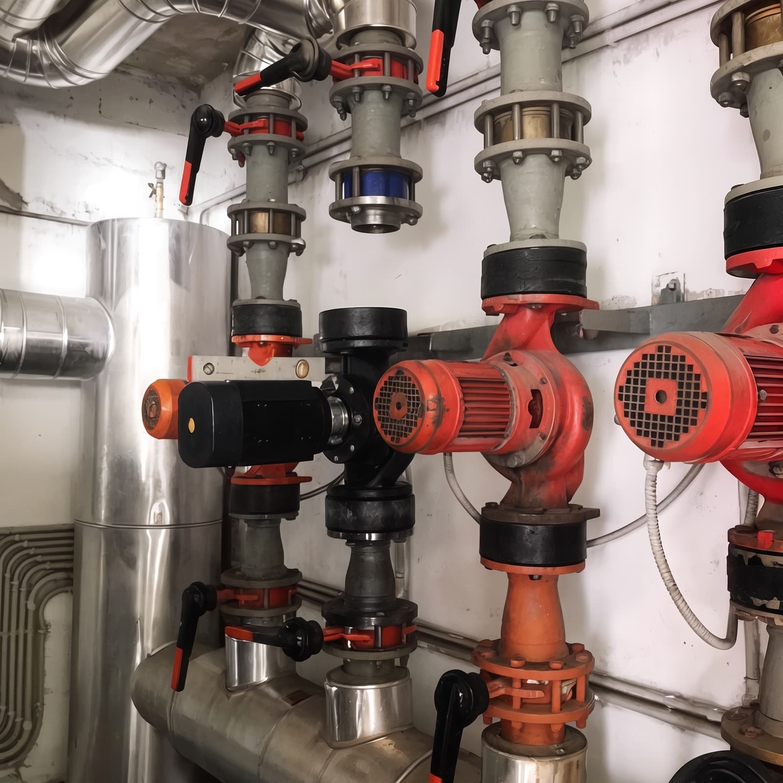 Centrale termica con pompe di circolazione e valvole